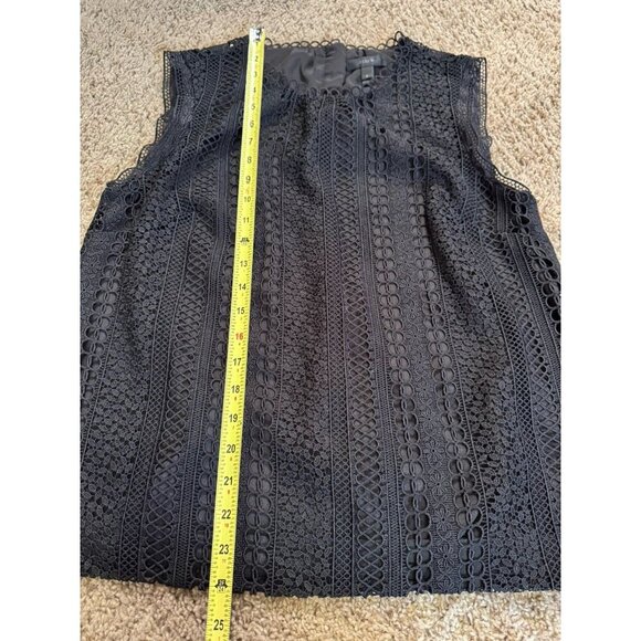 J Crew Black Mixed Lace Blouse Top Sleeveless Casual Office Minimalist Sz 8 - Picture 9 of 10